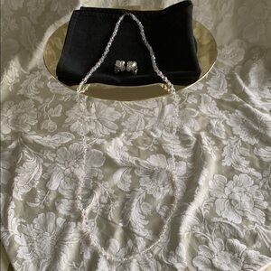 Vintage AB (aurora borealis) Elegant Crystal Beaded Necklace with Earrings